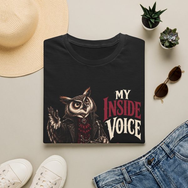 T-Shirt — "My Inside Voice" Owl Graphic Tee (Funny Sarcastic Statement)