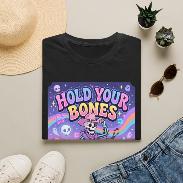 1857432450664125974_2048.jpeg Hold Your Bones T-Shirt — Colorful Skeleton Cowboy Graphic Tee