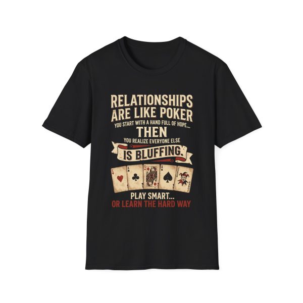 1873426015414010233_2048.jpeg Relationships Are Like Poker T-Shirt — Funny Card Game Quote Tee