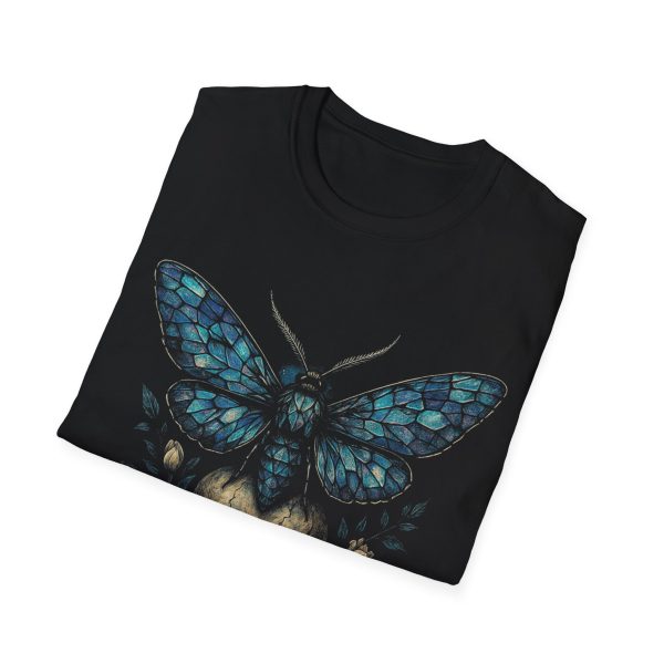 Moth & Skull Graphic T-Shirt – Blue Wing Gothic Butterfly Tee