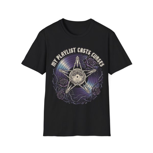 My Playlist Casts Curses T-Shirt — Gothic Witchy Music Graphic Tee