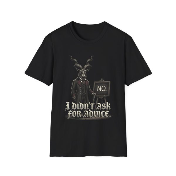 3792678399998298887_2048.jpeg Dark Humorous T‑Shirt — Gothic Horned Figure 'I Didn't Ask For Advice'