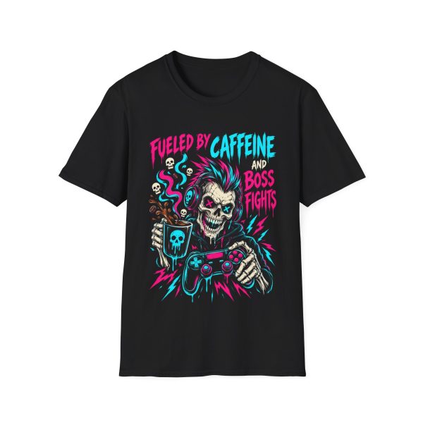 Gamer Skull T-Shirt — "Fueled by Caffeine and Boss Fights" Tee