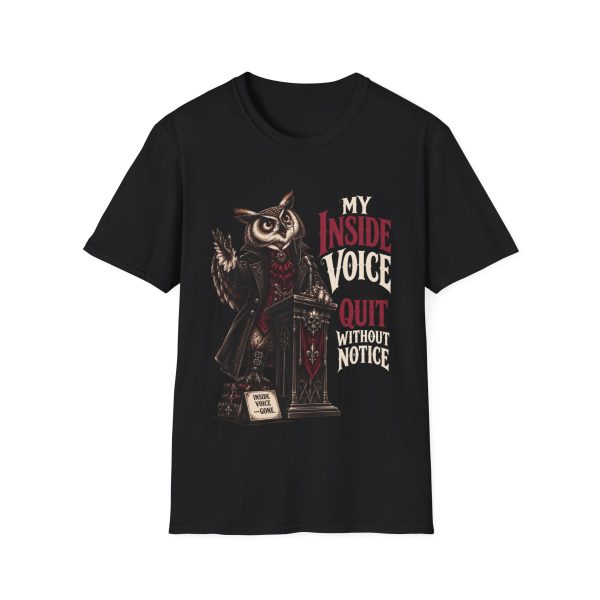 T-Shirt — "My Inside Voice" Owl Graphic Tee (Funny Sarcastic Statement)
