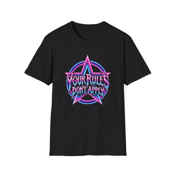 T-Shirt — "Your Rules Don’t Apply" Neon Pentagram Graphic Tee