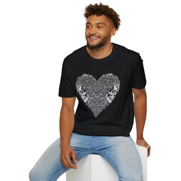 Skull Heart T-Shirt — Gothic Floral Skull Heart Graphic Tee