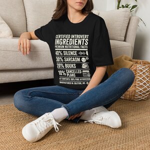 Certified Introvert Ingredients T-Shirt — Funny Introvert Nutritional Facts Tee