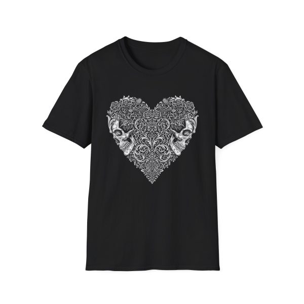 Skull Heart T-Shirt — Gothic Floral Skull Heart Graphic Tee