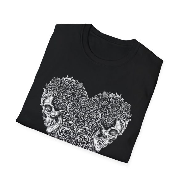 Skull Heart T-Shirt — Gothic Floral Skull Heart Graphic Tee