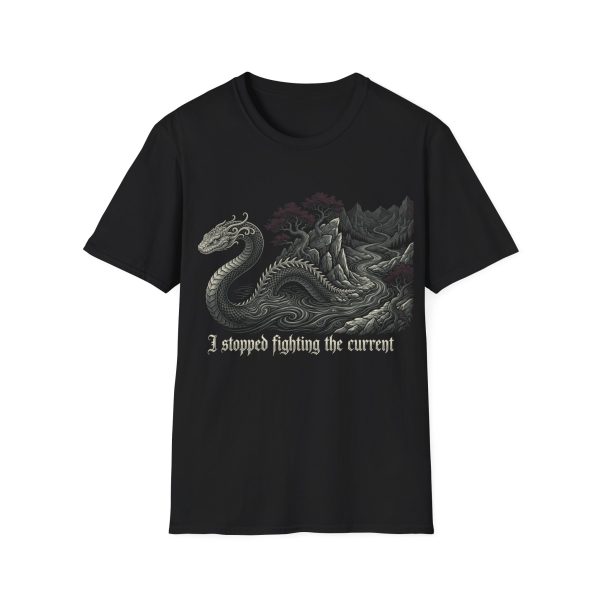 Dragon Wave T‑Shirt — 'I Stopped Fighting the Current' Vintage Fantasy Tee