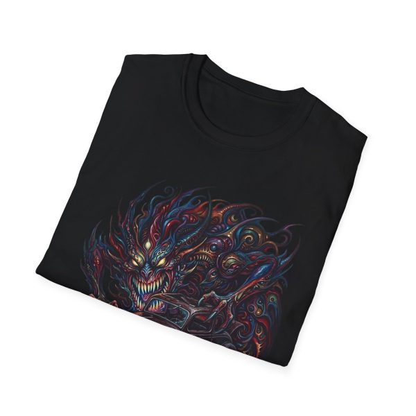 9374472838278147303_2048.jpeg Dragon Vintage Car T‑Shirt — Neon Flame Riding Demon Graphic Tee