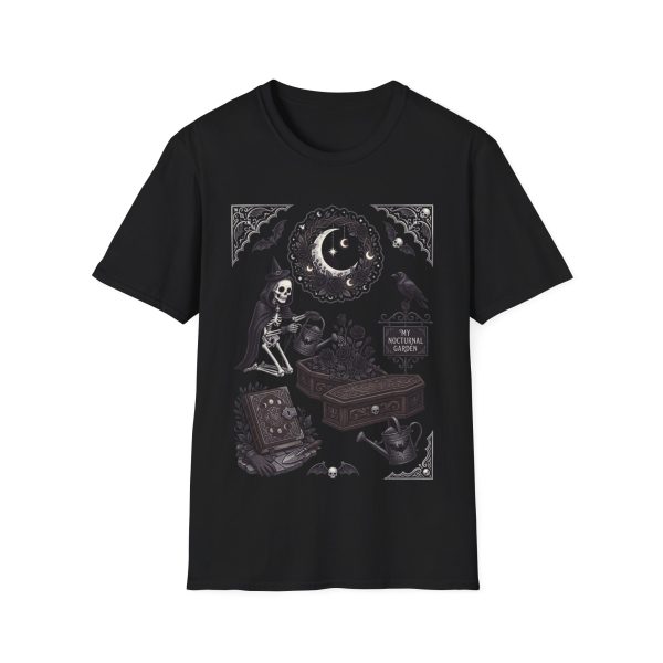 9762126577305556608_2048.jpeg Gothic Tarot Night T-Shirt — Skeleton, Coffins & Moon Occult Design