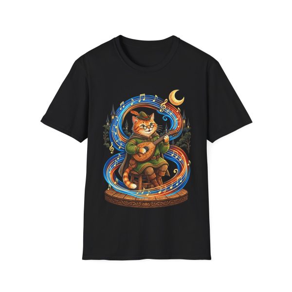 Cat Bard T-Shirt — Cute Guitar-Playing Cat Night Music Tee