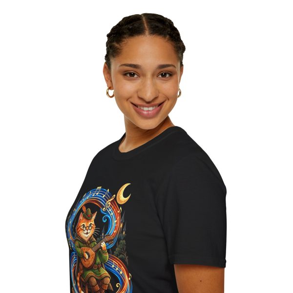 Cat Bard T-Shirt — Cute Guitar-Playing Cat Night Music Tee
