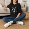 Black T‑Shirt with Smoky Pentagram Graphic — Gothic Occult Tee