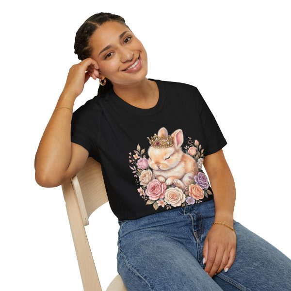 Cute Floral Bunny T-Shirt — Sleeping Bunny with Crown Floral Tee