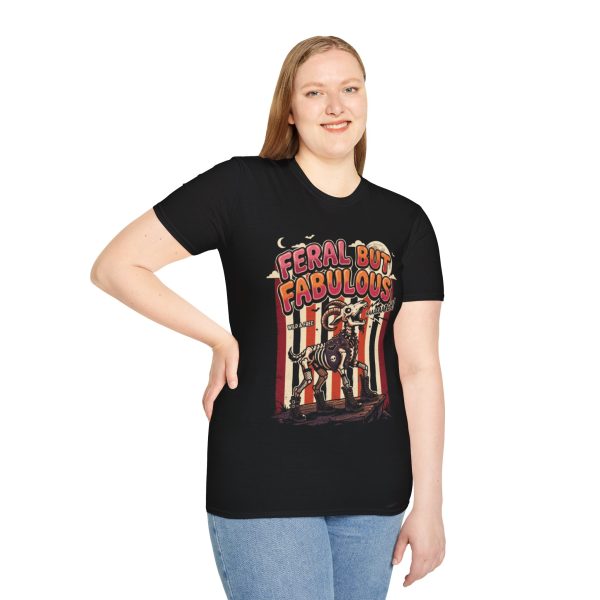 Feral But Fabulous T-Shirt — Retro Skeleton Unicorn Graphic